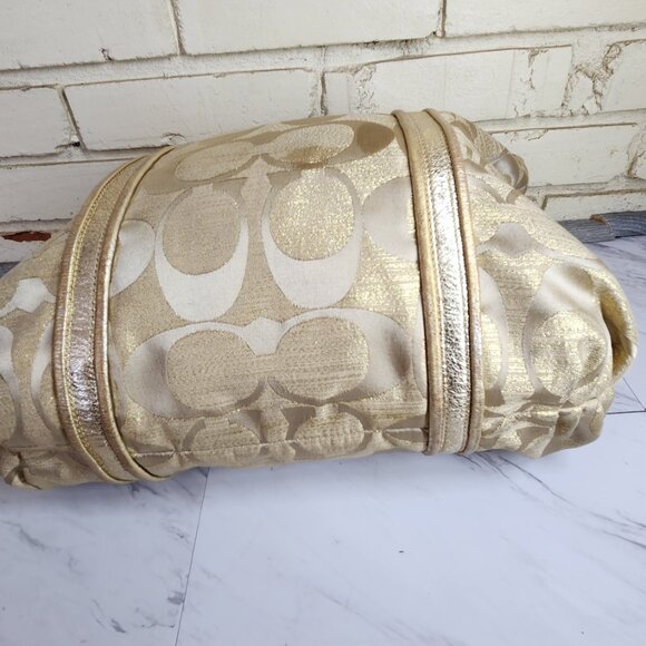 Coach Poppy Op Art Gold Signature C's Tote Bag Purse - Picture 13 of 16